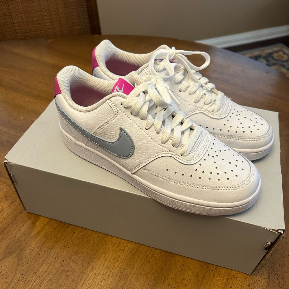 Nike Court Vision Low White Hydrogen Blue pink women’s new w/o tags. size 7